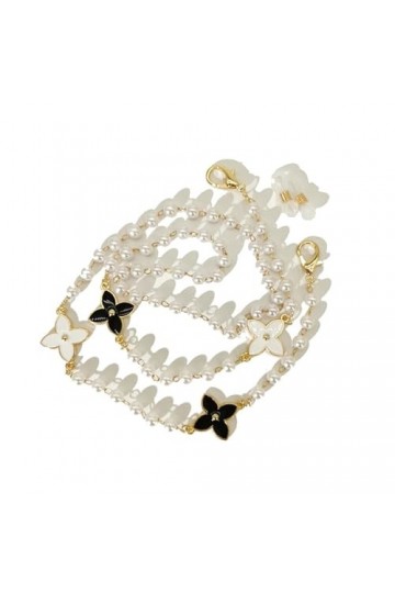 Chaîne De Lunettes Chaîne De Pull En Perles Métalliques Noires Et Blanches, 4 Pièces, Chaîne De Lunettes, Masque, Chaîne À Do