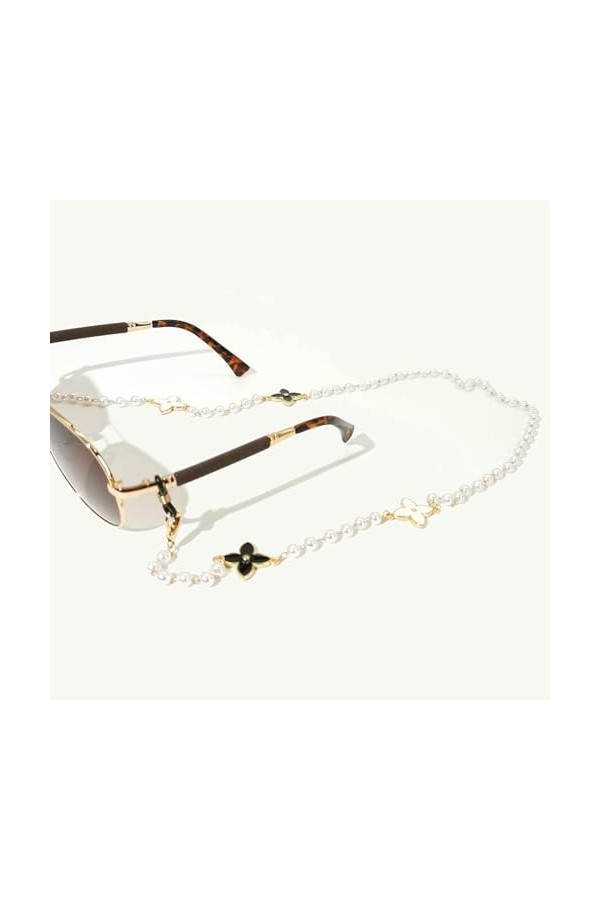 Chaîne De Lunettes Chaîne De Pull En Perles Métalliques Noires Et Blanches, 4 Pièces, Chaîne De Lunettes, Masque, Chaîne À Do