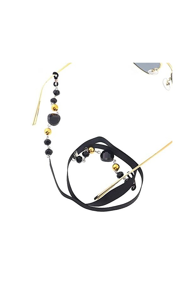 YANJ Lunettes de Soleil Noires Chaîne de Cou Corde Chaîne de Lunettes Longues chaînes Couleur: Noir, Taille: 70 cm 