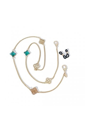 CuteyRain Chaine Lunettes, Crystal Creux Trèfle Lien Chaîne Lunettes De Jeunes for Centre for Corde Nécouleur Lecture Lunette