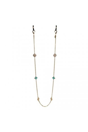 CuteyRain Chaine Lunettes, Crystal Creux Trèfle Lien Chaîne Lunettes De Jeunes for Centre for Corde Nécouleur Lecture Lunette