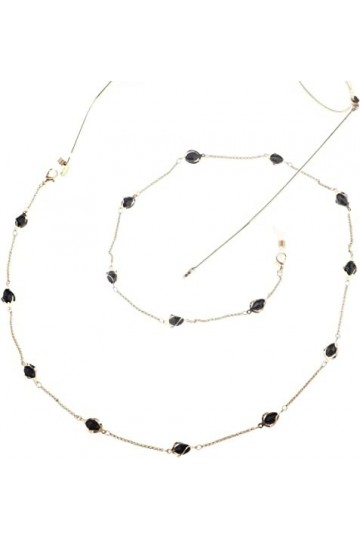 MORYEN Lunettes chaînes de Lunettes for Femmes Collier en métal perlé Noir Simple élégant Lunettes chaîne Porte-chaîne Lanyar