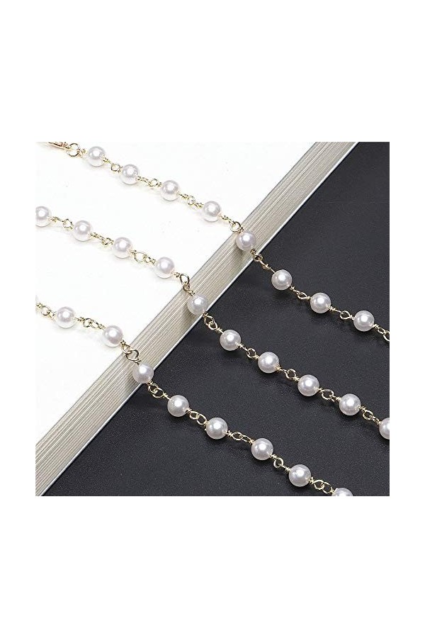 ChengBeautiful Chaîne Lunettes Lunettes De Soleil, Lunettes De Support De Ligne De La Chaîne De Perles avec Une Courroie dat