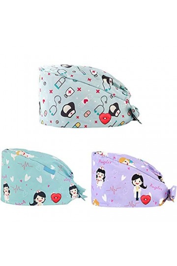 Générique Réglable Calot Chirurgien Chirurgical Accessoire Chirurgical Imprimé Mignon Cheveux Long Bonnet système de Fermetur