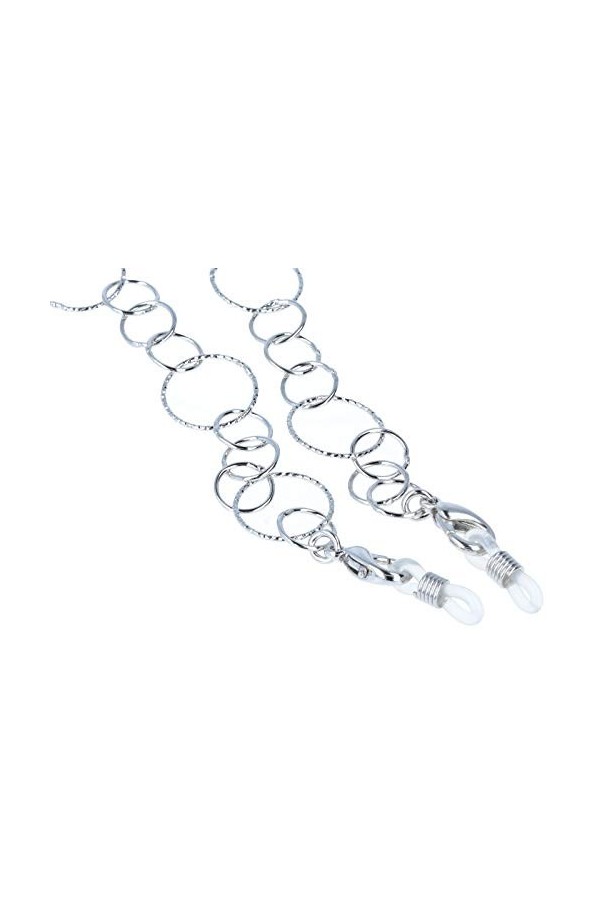Élégante chaîne de lunettes Florence en métal de qualité supérieure avec boucle en caoutchouc et stoppeur en argent rond – Gr