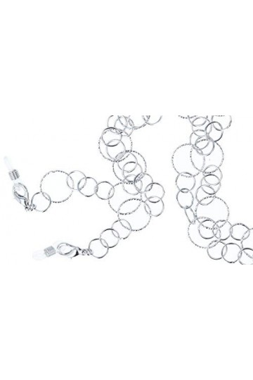 Élégante chaîne de lunettes Florence en métal de qualité supérieure avec boucle en caoutchouc et stoppeur en argent rond – Gr