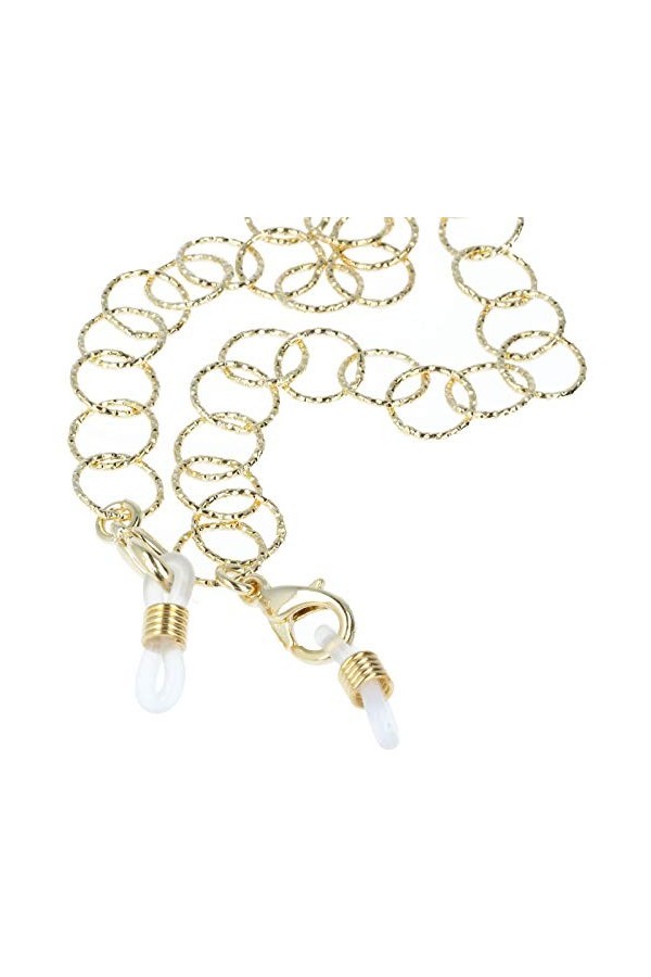 Chaîne à lunettes Florence de qualité supérieure en métal léger avec boucle en caoutchouc et stoppeur doré rond 