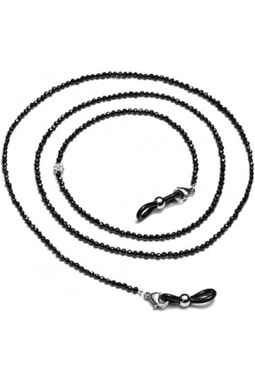 MORYEN Chaînes de Lunettes Sangle de Lunettes for Femmes Perle de Verre Anti-Skid Fashion Eyewear Retainer Color : Black, Si