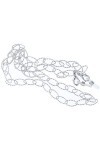 Pricon Chaîne de lunettes Florence de qualité supérieure en métal léger avec dragonne en caoutchouc et stoppeur argent ovale