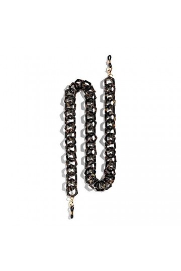 HYPREADER Collier à lunettes en acétate bling-bling de qualité supérieure, Brun/beige, motif tâcheté, 70 cm