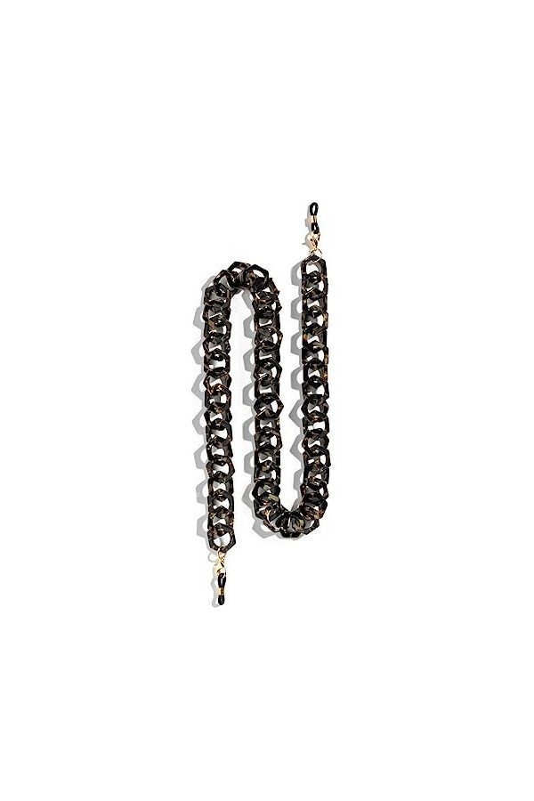 HYPREADER Collier à lunettes en acétate bling-bling de qualité supérieure, Brun/beige, motif tâcheté, 70 cm