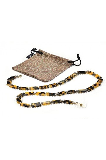 Airport Chaînes pour lunettes de vue ou de soleil, transformable en collier ou bracelet, couleur marron et noir/or effet marb