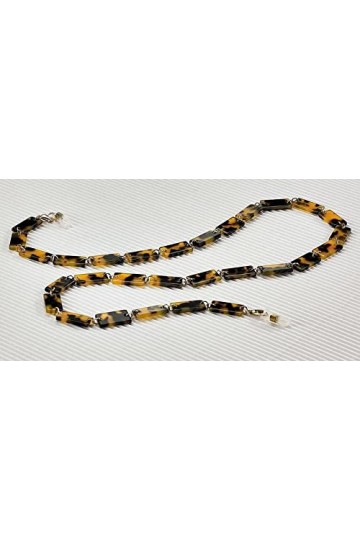 Airport Chaînes pour lunettes de vue ou de soleil, transformable en collier ou bracelet, couleur marron et noir/or effet marb