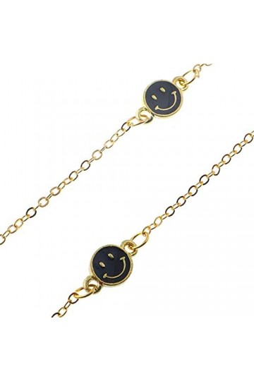 HaoLi Chaîne de Lunettes Noir Smiley Face Lunettes de Vue Sangle de chaîne Chaîne de Lunettes Chaîne Anti-Perte pour Femmes P