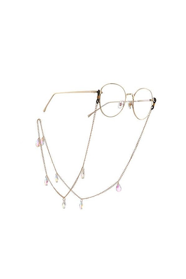 GYC Chaîne de Lunettes 70cm de Long Perles de Cristal en Forme de Larme Lunettes de Vue Lunettes de Soleil Lunettes de Soleil