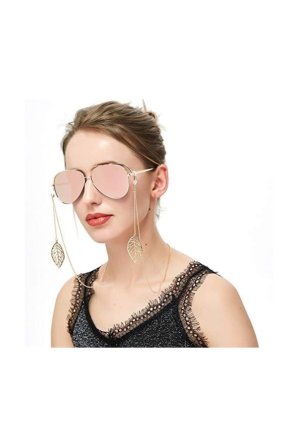 ChengBeautiful Chaîne Lunettes Mme Verres De Lunettes De Soleil Lunettes Ms Et dattache De La Sangle De Cou Chaîne Chaînes A