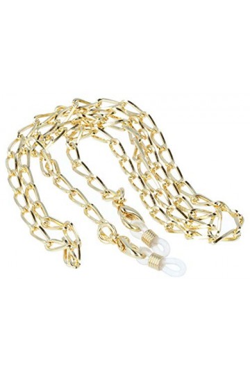 Chaîne de lunettes surrento en métal robuste avec boucle en caoutchouc et stoppeur en or - Ovale