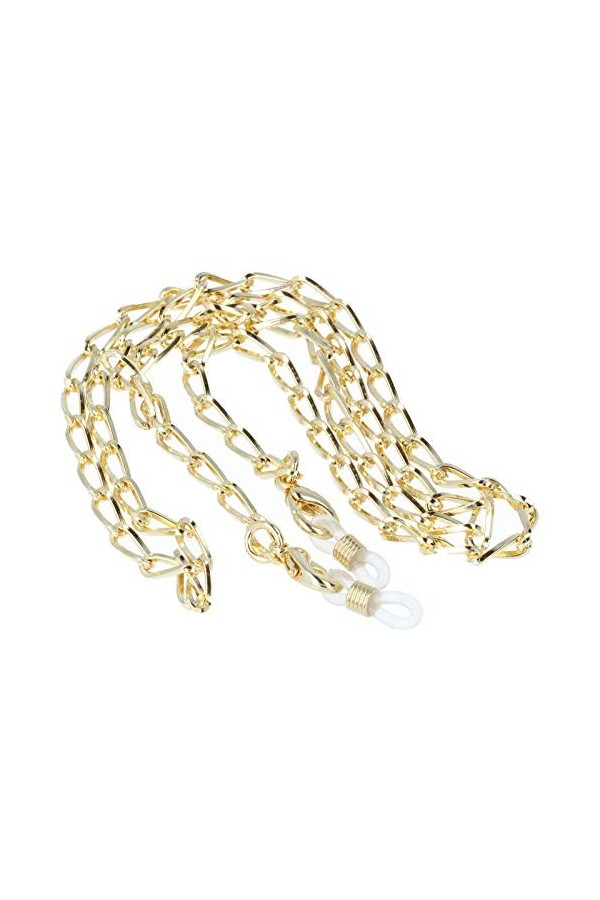 Chaîne de lunettes surrento en métal robuste avec boucle en caoutchouc et stoppeur en or - Ovale