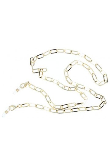 Pricon Sorrento Chaîne à lunettes en métal robuste avec boucle en caoutchouc et stoppeur Doré