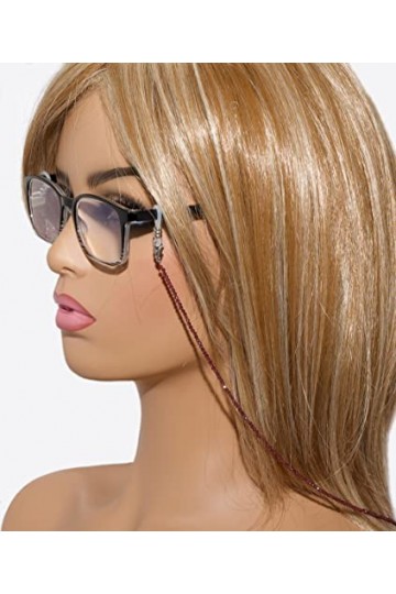 rainbow safety Cordon de Lunettes Porte-Lunette Pierre Naturelle Facettes RCF Garnet 