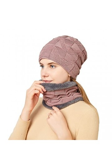 Packs Bonnet et Écharpe Doublure pour Homme Femme Ensembles Deux Pièces Bonnet Tricoté Doublé Peluche Mode Chapkas Tricot Cas