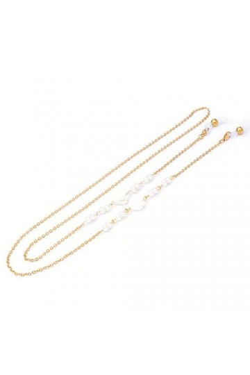 DNLKWGO Chaîne de lunettes de soleil pour femme avec perles, doré, taille unique