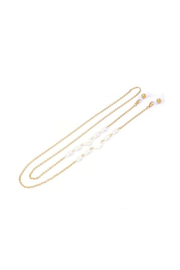 DNLKWGO Chaîne de lunettes de soleil pour femme avec perles, doré, taille unique