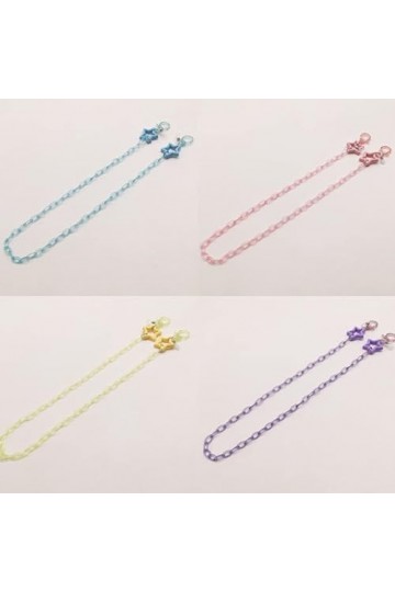 Collier de sangle de lunettes, chaînes de lunettes longes chaîne de lunettes de mode porte-chaîne de masque étoile creuse coe