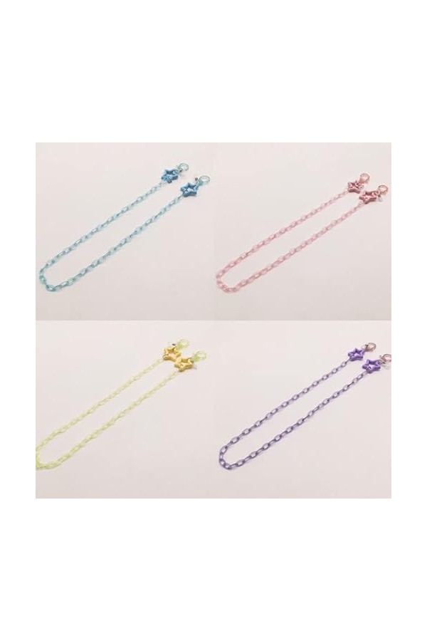 Collier de sangle de lunettes, chaînes de lunettes longes chaîne de lunettes de mode porte-chaîne de masque étoile creuse coe