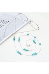 HAOLI Perles turquoises Chaîne de Lunettes à la Main Chaîne Anti-Perte Porte-chaîne pour Lunettes Cordon de retenue pour Lune