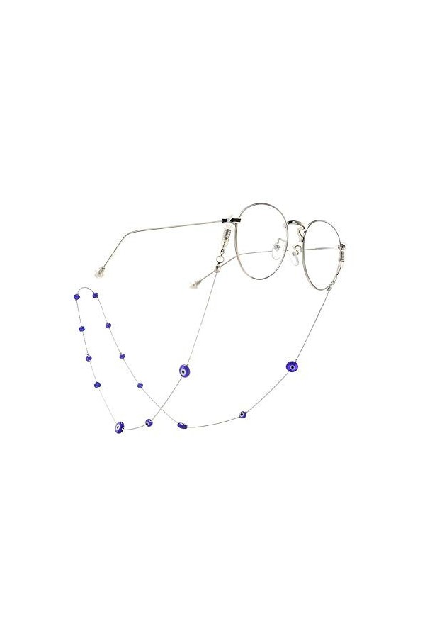 Chaîne de perles bleues Porte-lunettes Spectacle Cordon de lunettes de soleil Collier Chaîne à maillons Lanières dextrémité 