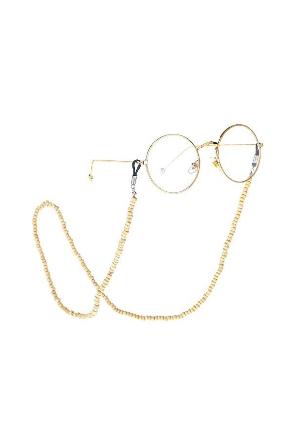 GYC Personnalité Lunettes De Vue Titulaire De La Chaîne Lunettes De Soleil en Bois Lunettes De Perles Chaîne Sangle Cordon Co