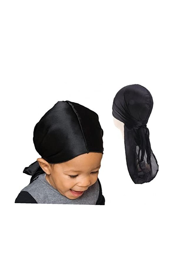 Ruluti Durags De Velours Soyeux De lenfant Caps Casquettes Longues Bonnets De Turban Bonnets Large Sangle Satin Casquette po