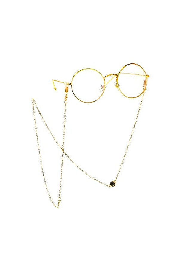 HAOLI Noir Smiley Face Lunettes Chaîne Sangle Lunettes Chaîne Anti-Perte Chaîne pour Femmes Lunettes De Soleil Titulaire Sang