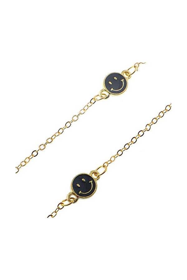 HAOLI Noir Smiley Face Lunettes Chaîne Sangle Lunettes Chaîne Anti-Perte Chaîne pour Femmes Lunettes De Soleil Titulaire Sang