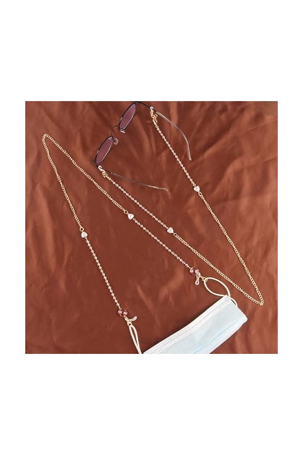 Collier de sangle de lunettes, chaînes de lunettes longes style minimaliste chaîne de perles carrées chaîne de lunettes laniè