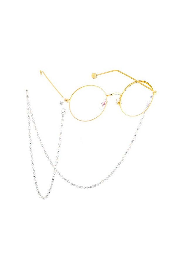 YANJ Chaîne de Lunettes Simple Blanc Petite Chaîne de Lunettes Perlée Porte-Lanière Sangle pour Femmes Couleur: Or, Taille: 