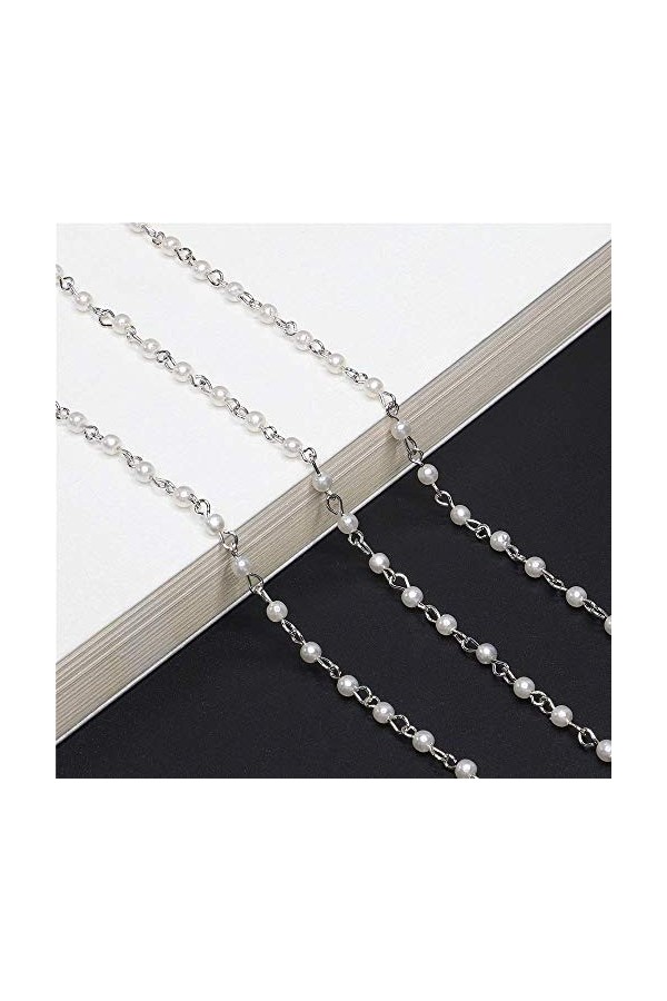 YANJ Chaîne de Lunettes Simple Blanc Petite Chaîne de Lunettes Perlée Porte-Lanière Sangle pour Femmes Couleur: Or, Taille: 