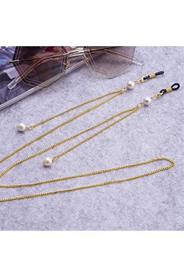 Chaîne de lunettes Chaîne en acier inoxydable Chaîne en or Chaîne de lunettes de soleil perle blanche Chaîne de lunettes de s