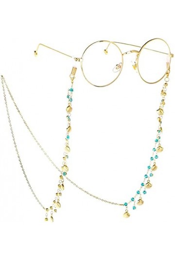 HaoLi Lunettes chaîne chaîne Strass métal Coquille décoration Lunettes chaîne Lunettes de Lecture chaîne Anti-Perte 2 pièces 