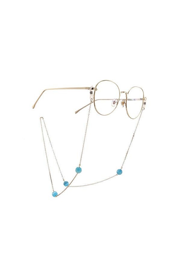 GaoF Chaîne de Lunettes Perles Bleues Chaîne de Lunettes Chaînes de Cordon de Lunettes pour Femmes Perles Sangle de Lunettes 