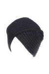 Turban en Laine Bonnet dhiver Chaud et Fashion pour Femme - Noir
