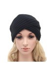 Turban en Laine Bonnet dhiver Chaud et Fashion pour Femme - Noir