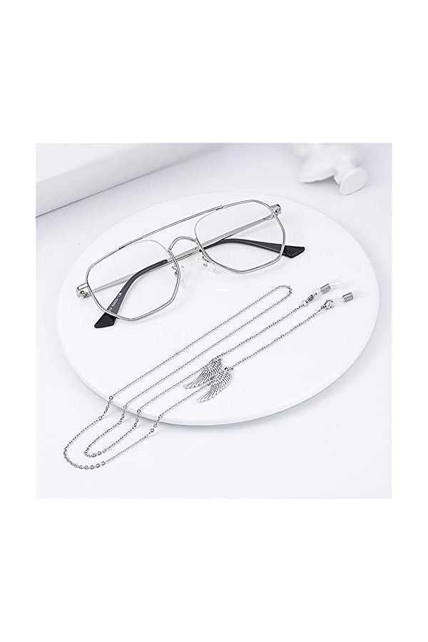 FOUNCY Chaîne de Lunettes Lunettes De Vue Sangles Cordons De Chaîne De Lunettes Sangle Cou Cordon Chaîne Antidérapante Argent