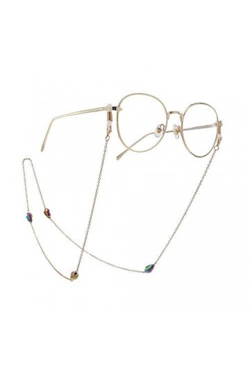 Chaîne de lunettes Collier de lunettes Chaîne antidérapante Gouttelettes deau multicolores Chaîne de lunettes en cristal Cor