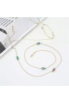 Chaîne de lunettes Collier de lunettes Chaîne antidérapante Gouttelettes deau multicolores Chaîne de lunettes en cristal Cor
