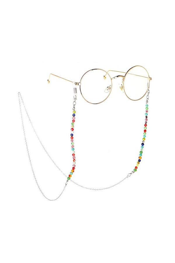 GYC Personnalité Multicolore Argent Fleur Perlée Lunettes de Soleil Chaîne Sangle Cordon Titulaire Perle Chaîne Titulaire De 