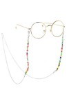 GYC Personnalité Multicolore Argent Fleur Perlée Lunettes de Soleil Chaîne Sangle Cordon Titulaire Perle Chaîne Titulaire De 