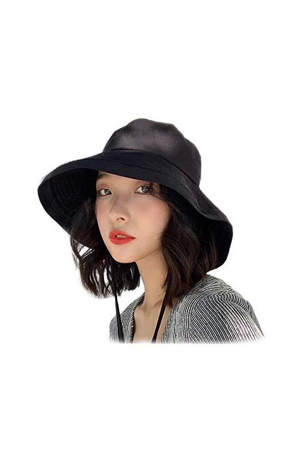 YJZQ Femme Chapeau Plage Bonnet Voyage grand Bord Casquette à Visière Anti-soleil Chapeau été Pliable