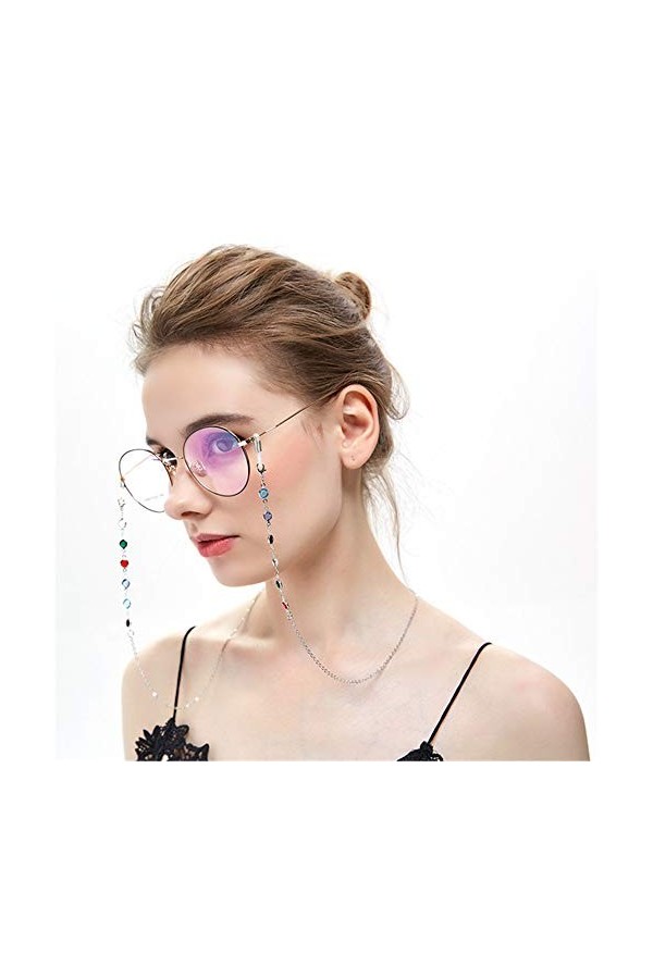 ZWEBY Chaînes de Lunettes Femmes 80 Cm Lunettes Chaîne Mme for Le Travail Que Vous Voyagez Couleur : Silver, Size : 80cm 